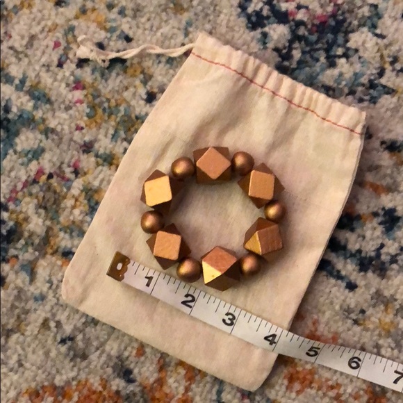 Copper Painted Wood Bead Stretch Bracelet - Picture 2 of 2